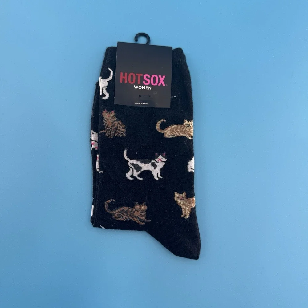 HOTSOX Women Cat Print Socks Black Size 9–11 New